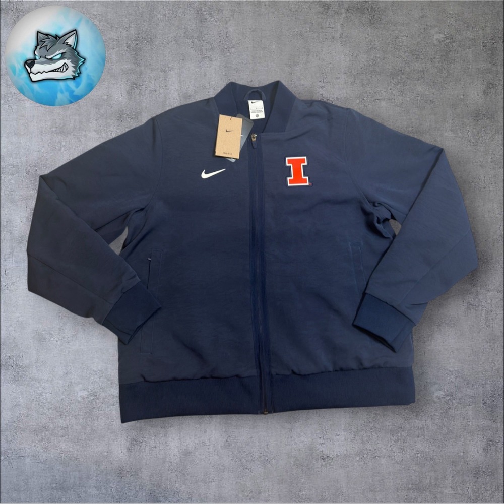 Nike Illinois Fighting Illini Womens Bomber Jacket Navy Team Issued Size Large